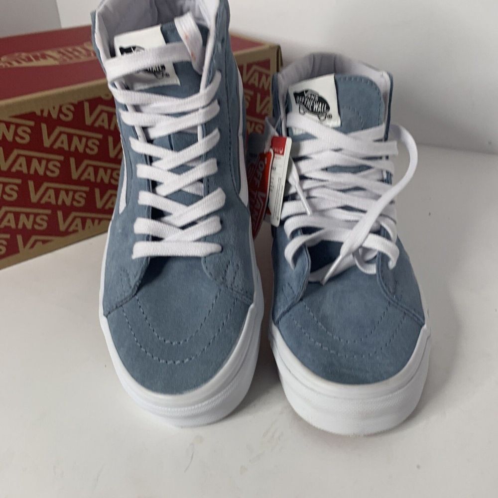 New Vans Sk8-Hi Pig Suede Ashley Blue Sneakers High-Top Shoes‎ 2022